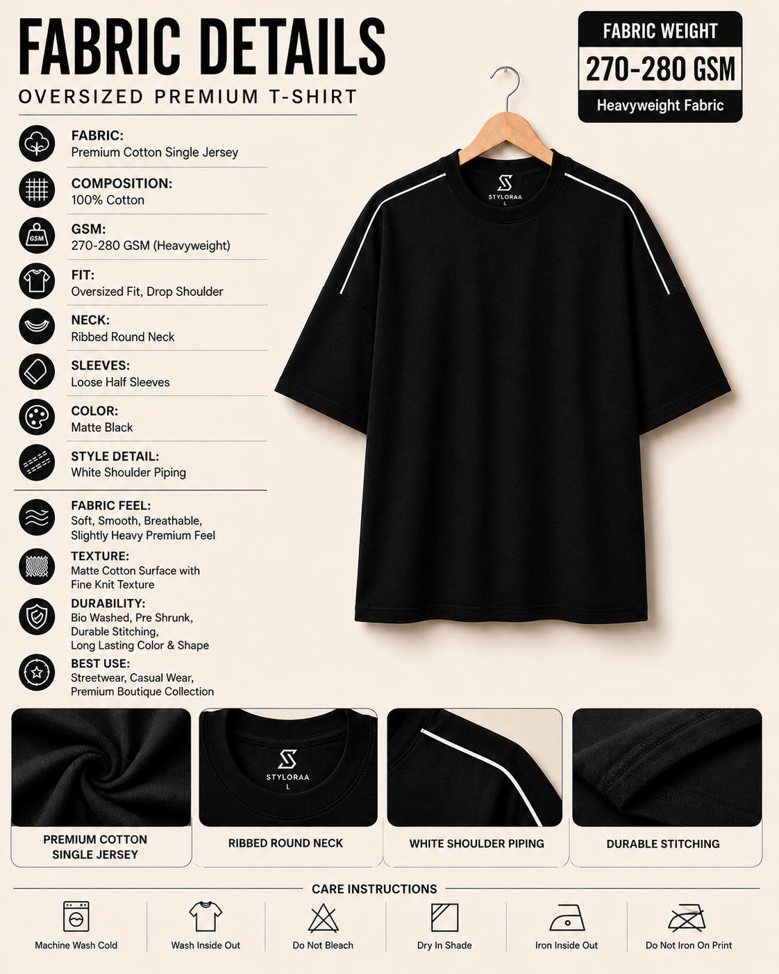 Matte Black Premium Oversized T-Shirt