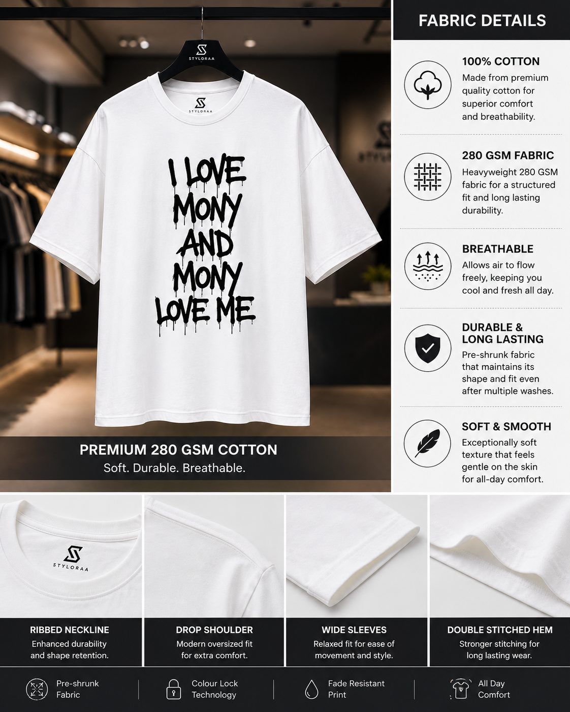 I Love Money and Money Love Me" Premium Oversized T-Shirt