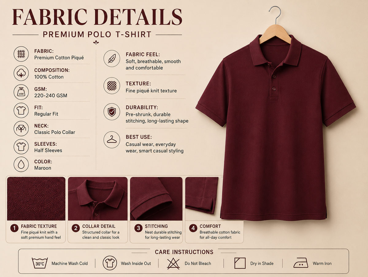 Maroon Smart Casual Polo T-Shirt