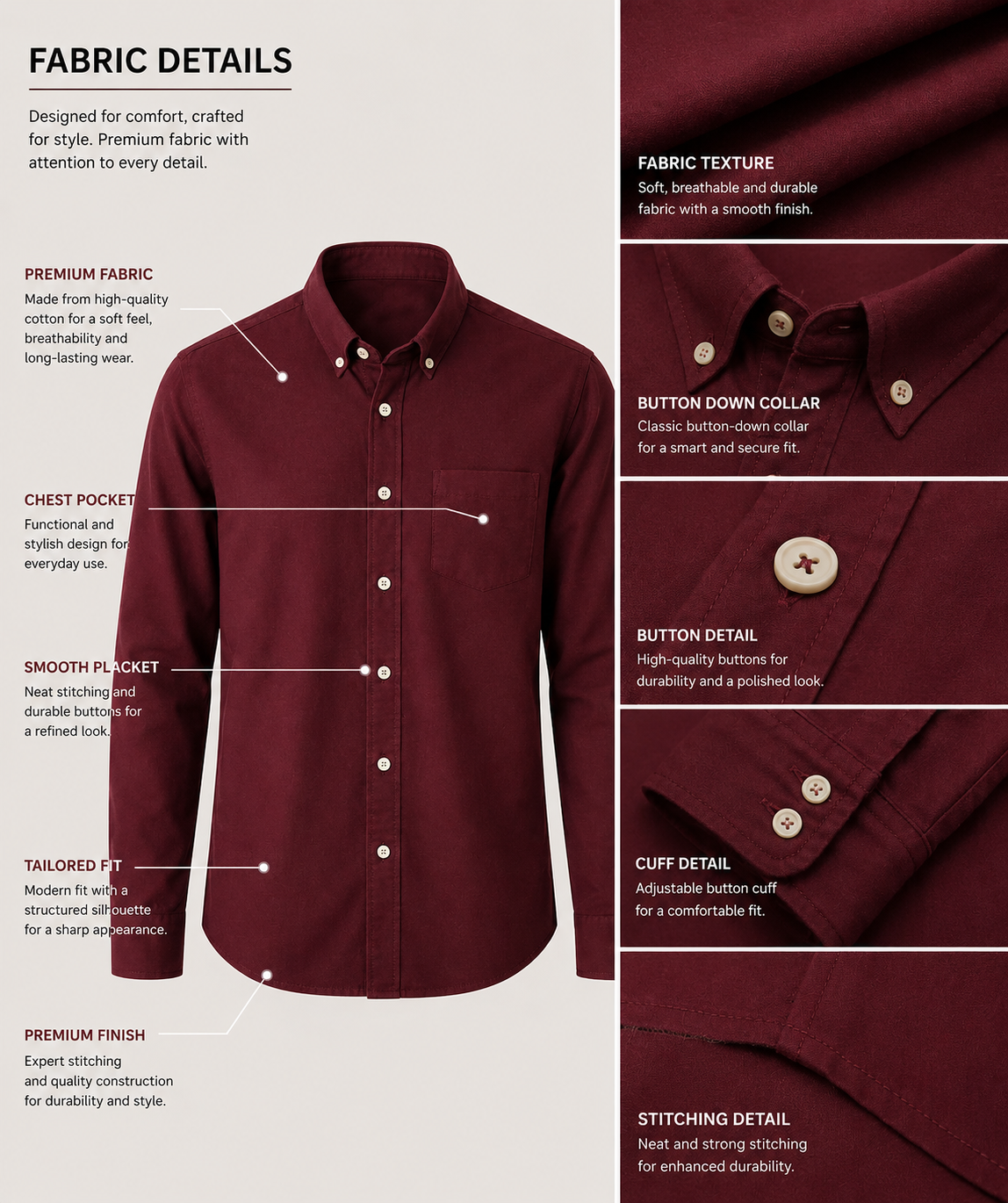 Premium Wine Cotton Shirt