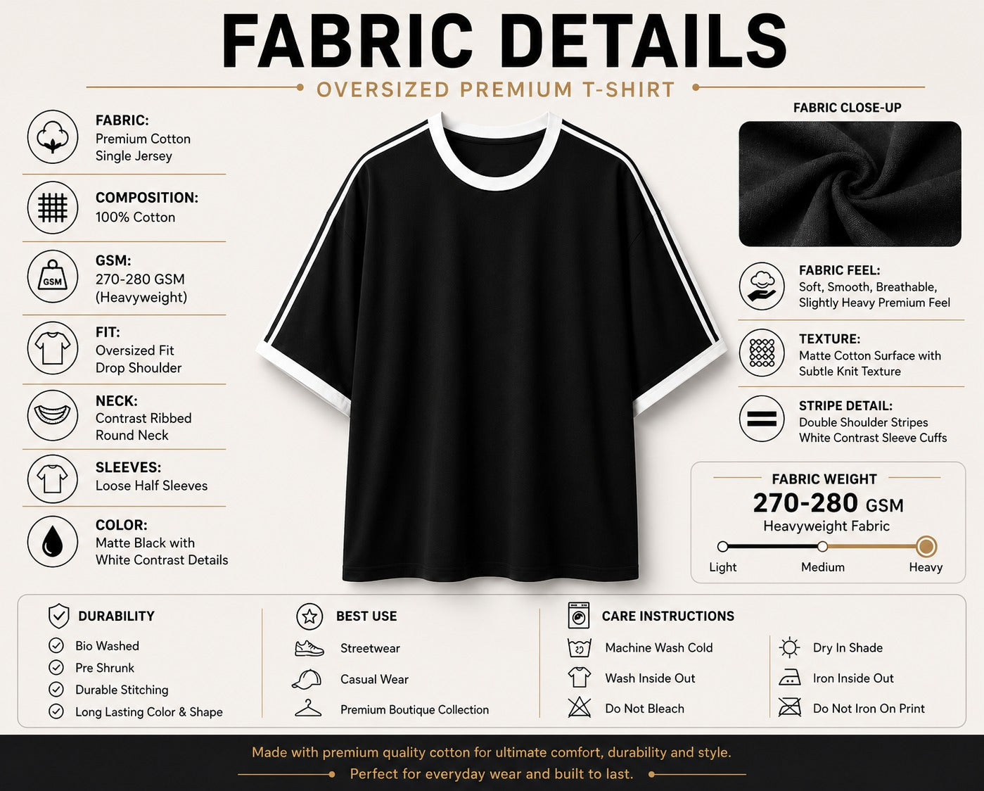 Styloora Shadow Stripe Oversized T-Shirt