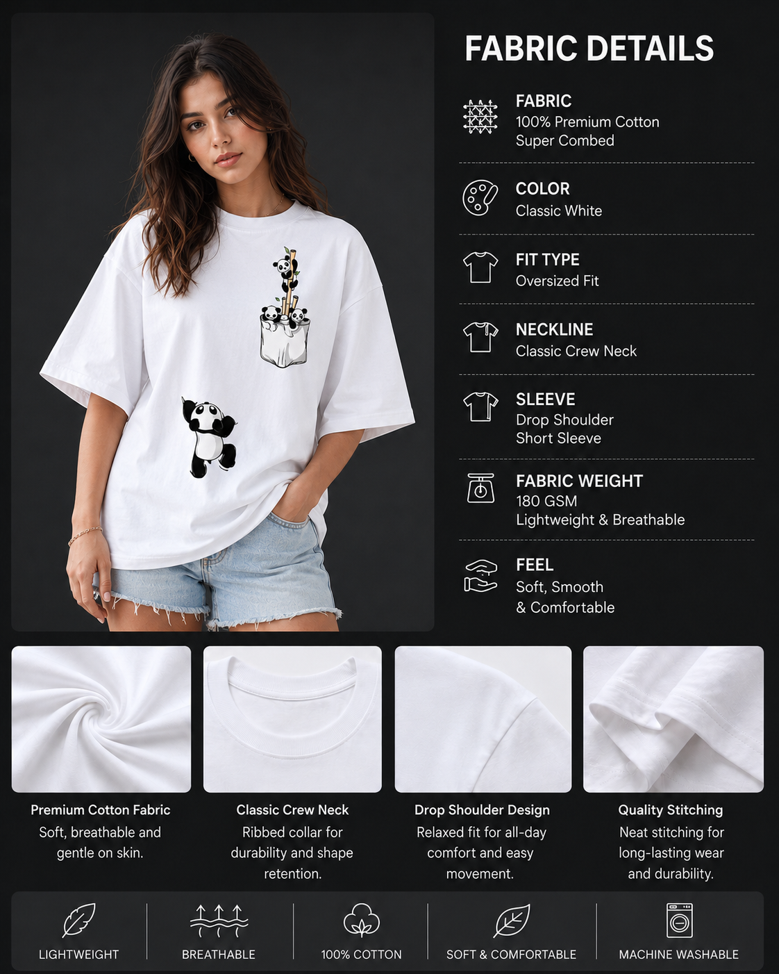 Panda Pocket Oversized T-Shirt ⭐