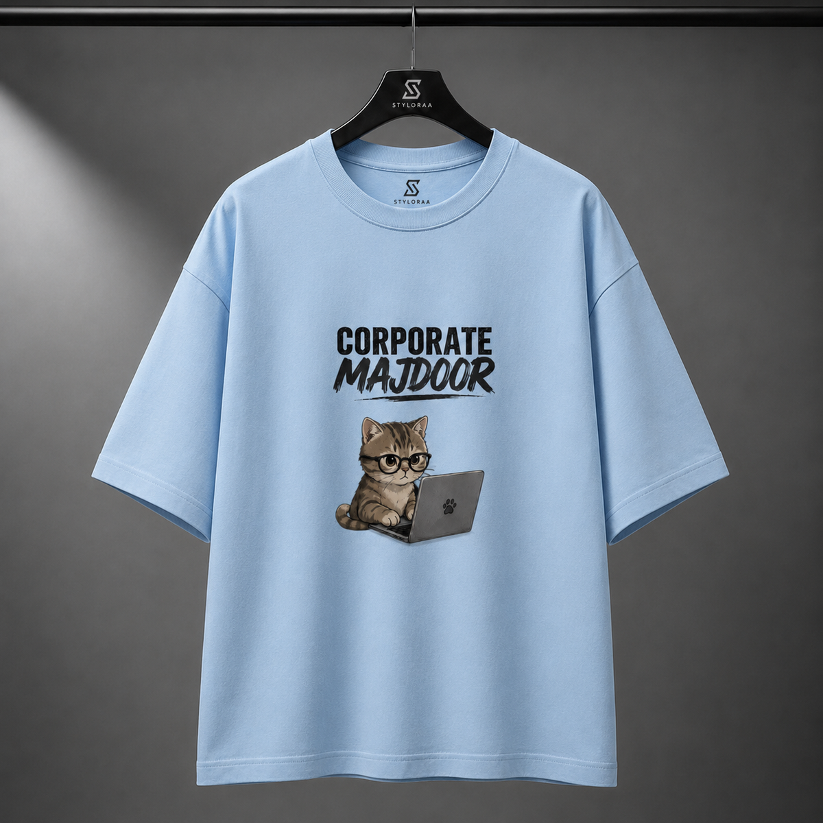 Corporate Majdoor Premium Oversized T-Shirt – Sky Blue