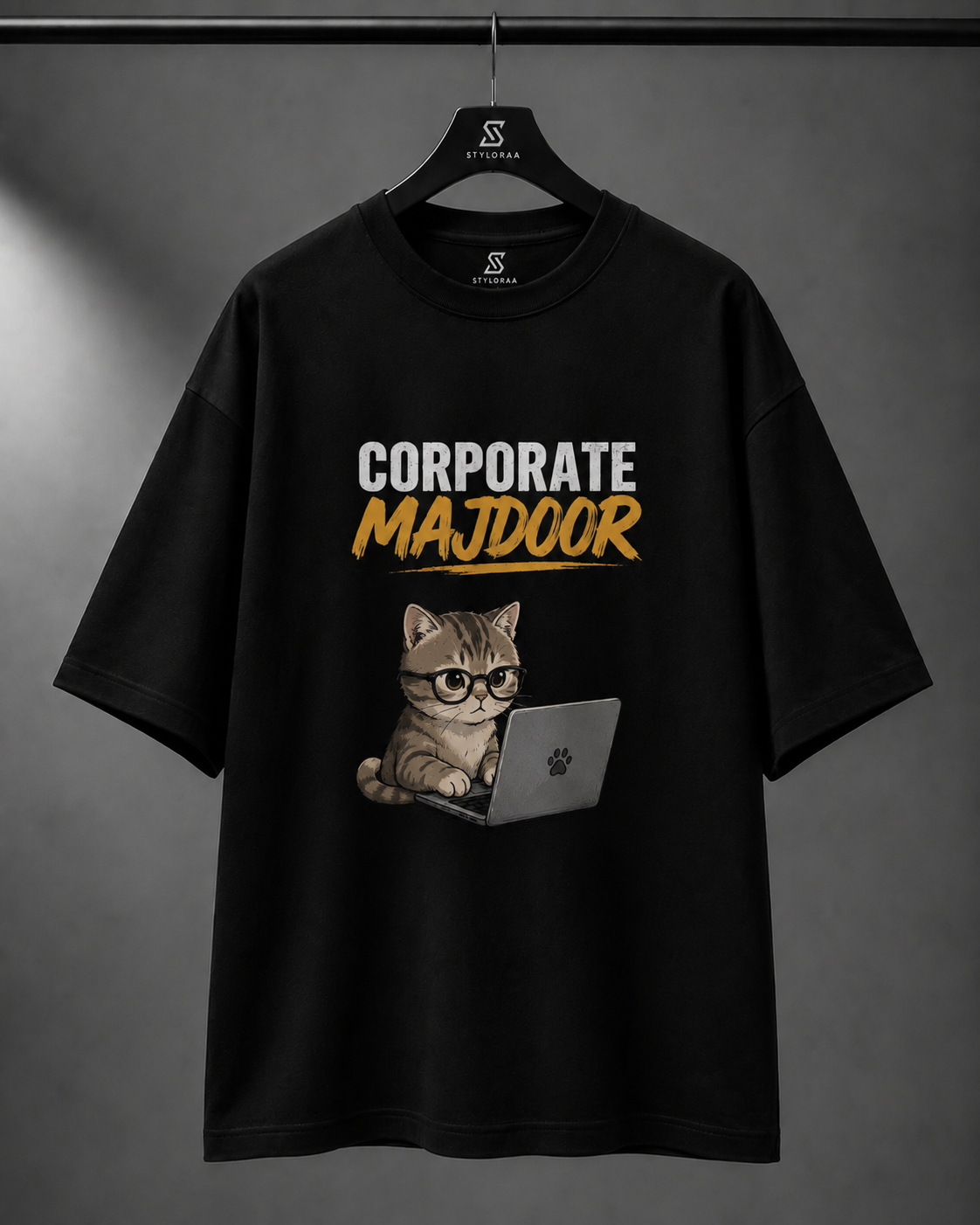 Corporate Majdoor Premium Oversized T-Shirt – Black