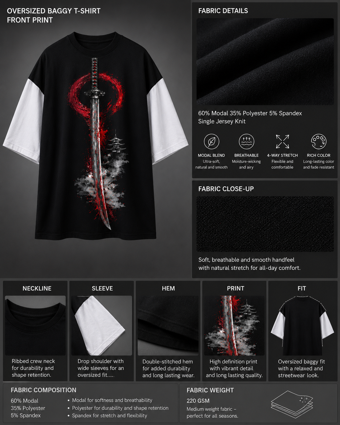 Crimson Katana Oversized T-Shirt