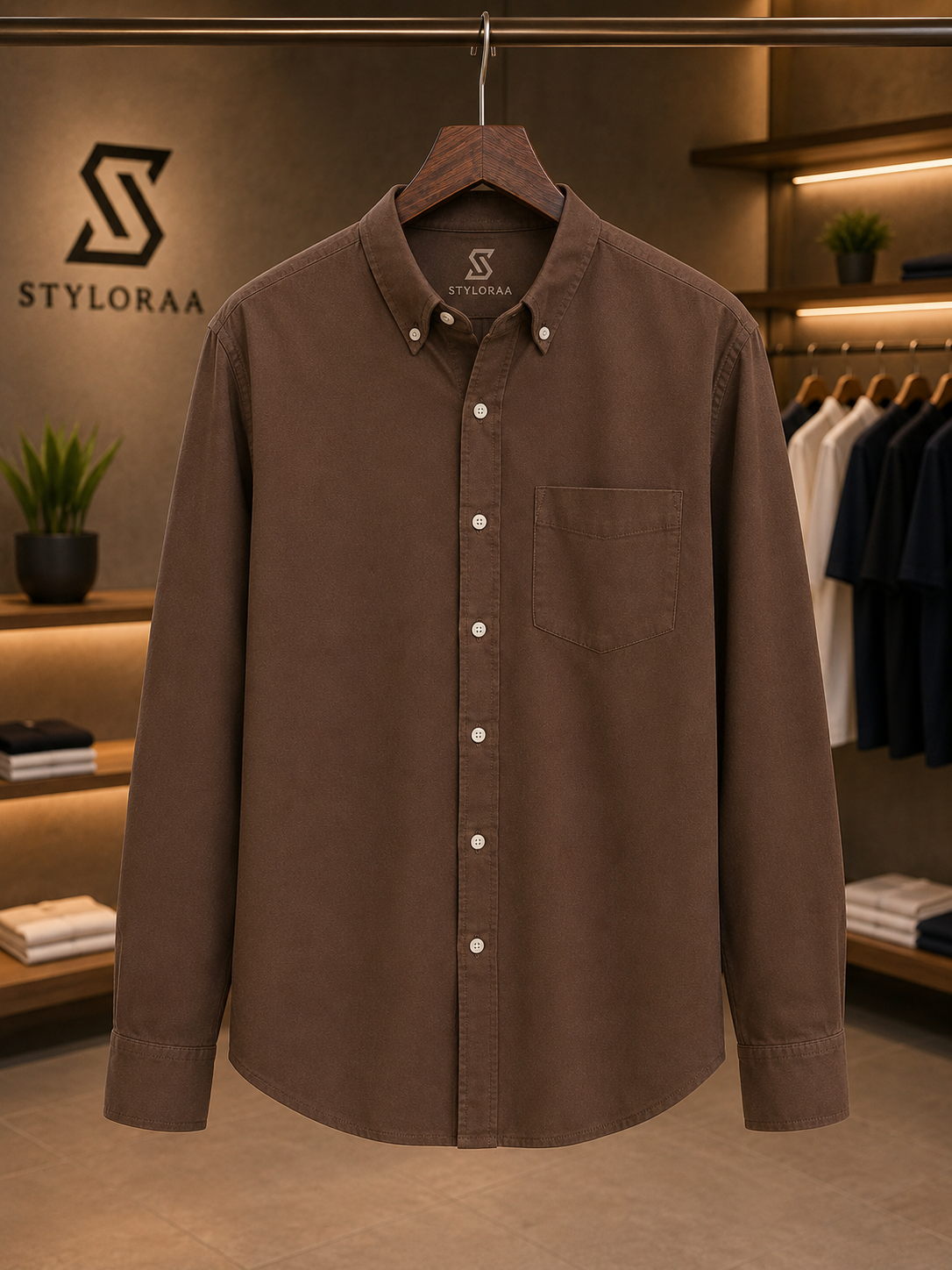 Coffee Brown Cotton Shirt