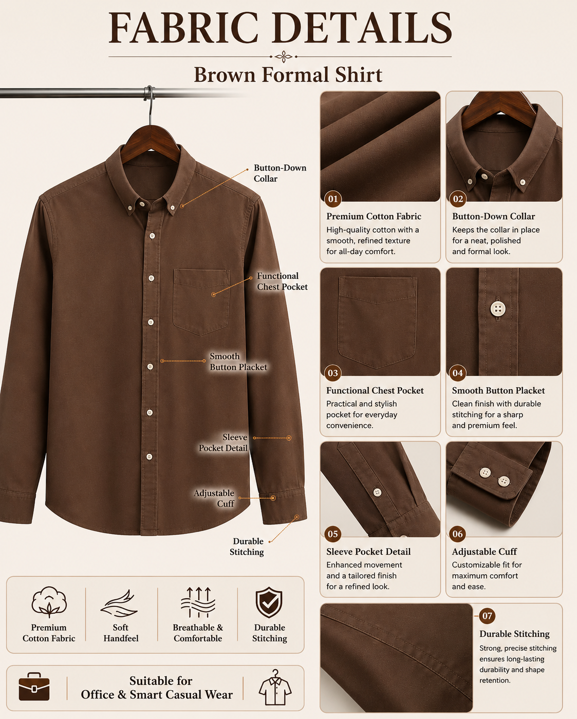 Coffee Brown Cotton Shirt