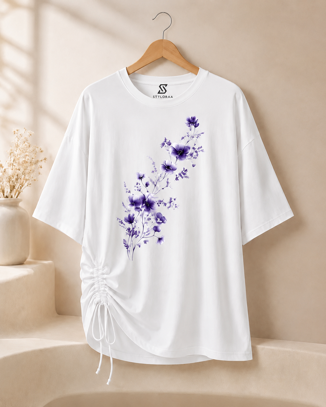 Violet Blossom Oversized Tee