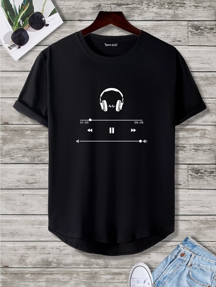 🎧 Music Player Graphic Black T-Shirt