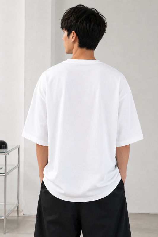 White Smiley Graphic Oversized T-Shirt