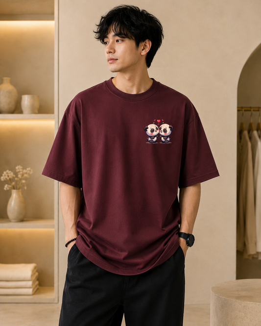 Styloraa Maroon Panda Tshirt