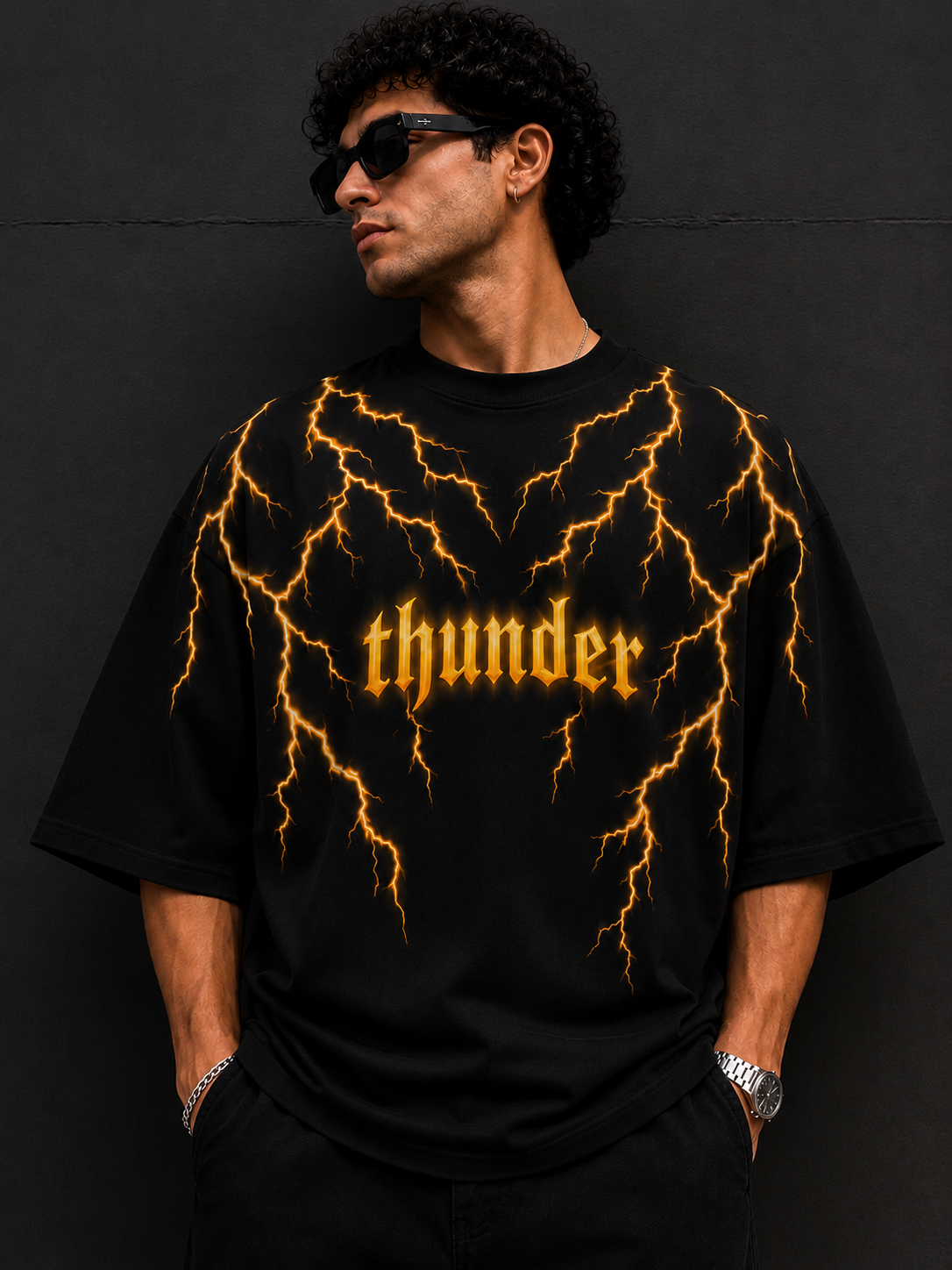 Styloraa Thunder Strike Oversized T-Shirt