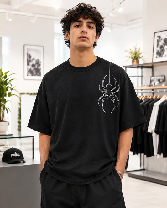 Styloraa Matte Black Spider T Shirt
