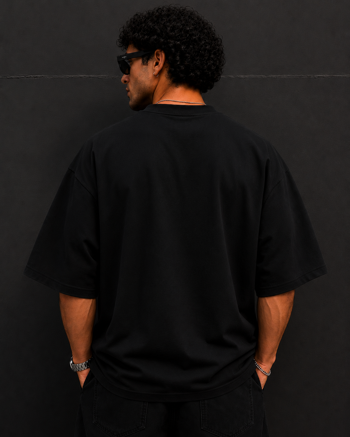 Inferno Black Oversized Puff Print T-Shirt