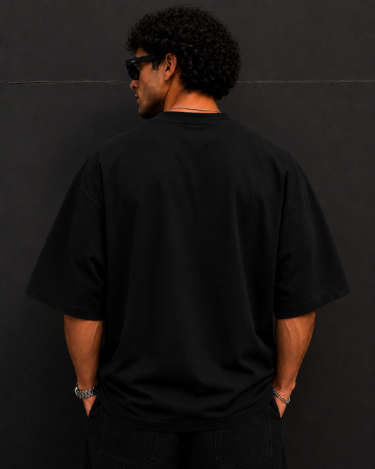 Inferno Black Oversized Puff Print T-Shirt