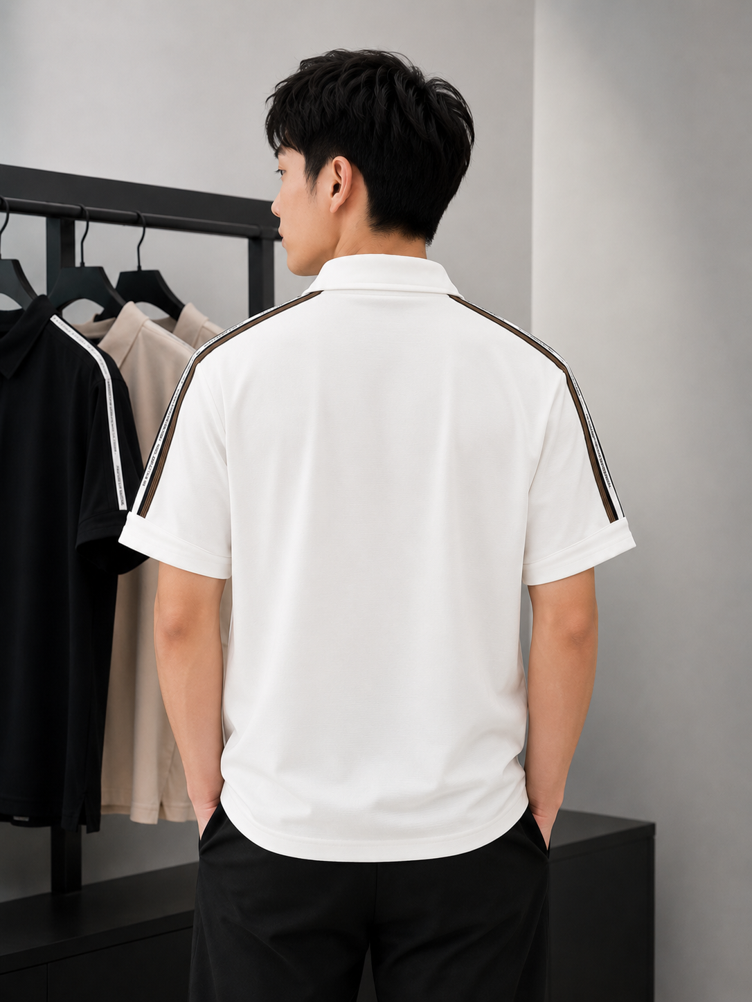 Heritage Zip Polo T-Shirt – Ivory White