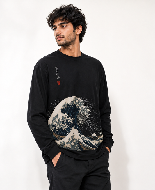 The Great Wave Japanese Streetwear Long Sleeve T-Shirt