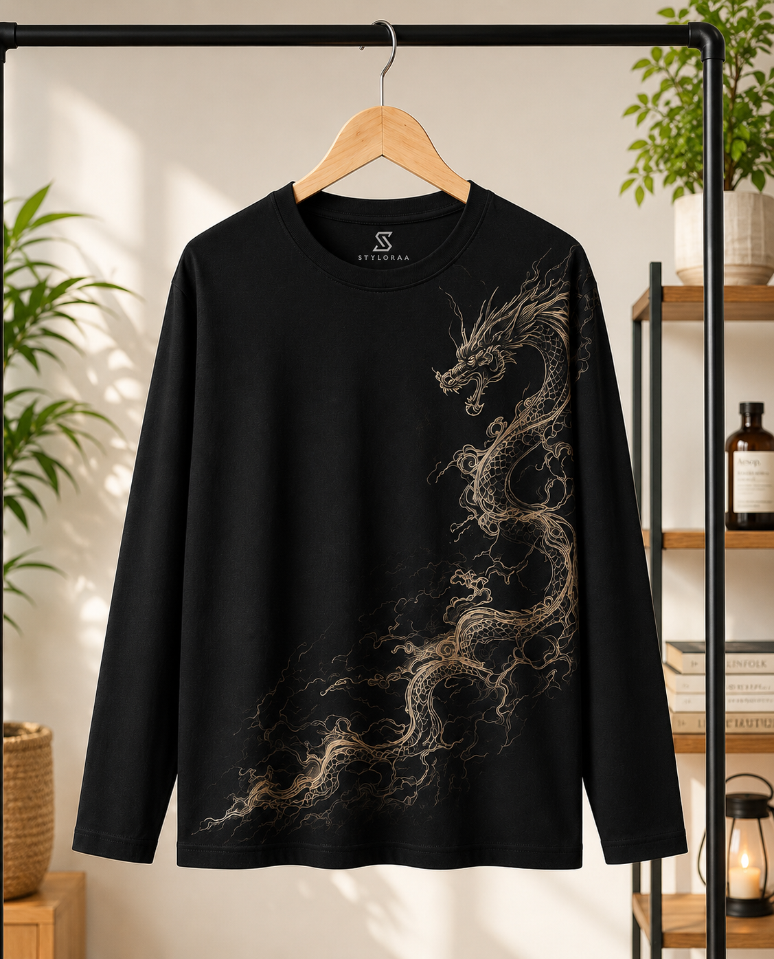STYLORAA Dragon Shadow Premium Black Sweatshirt