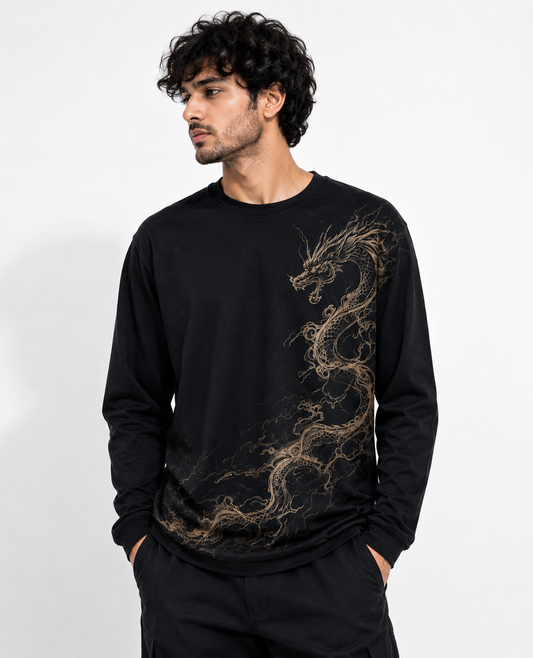 STYLORAA Dragon Shadow Premium Black Sweatshirt