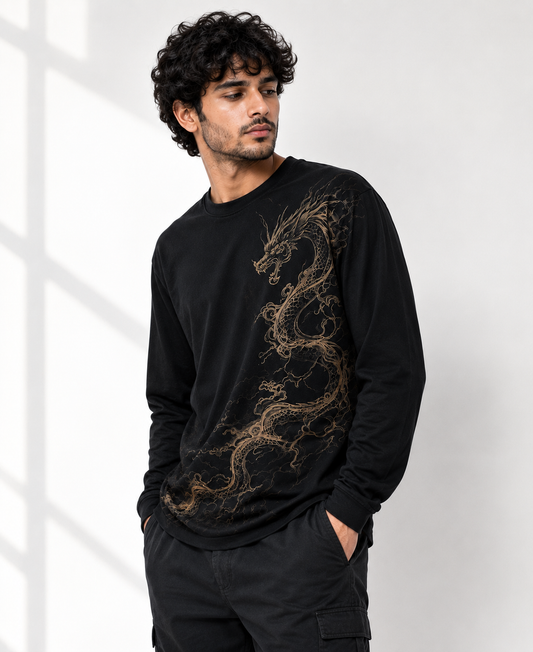 STYLORAA Dragon Shadow Premium Black Sweatshirt