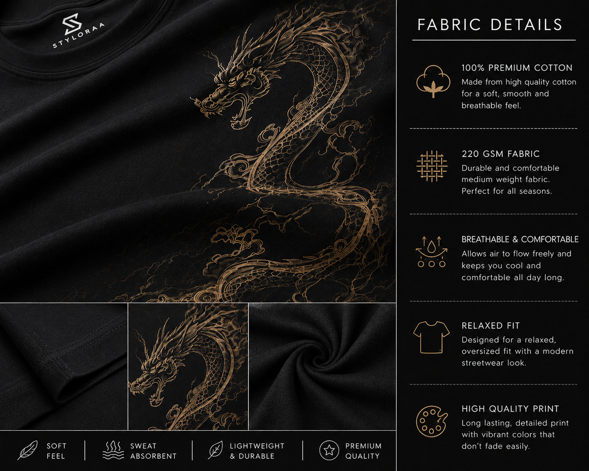 STYLORAA Dragon Shadow Premium Black Sweatshirt