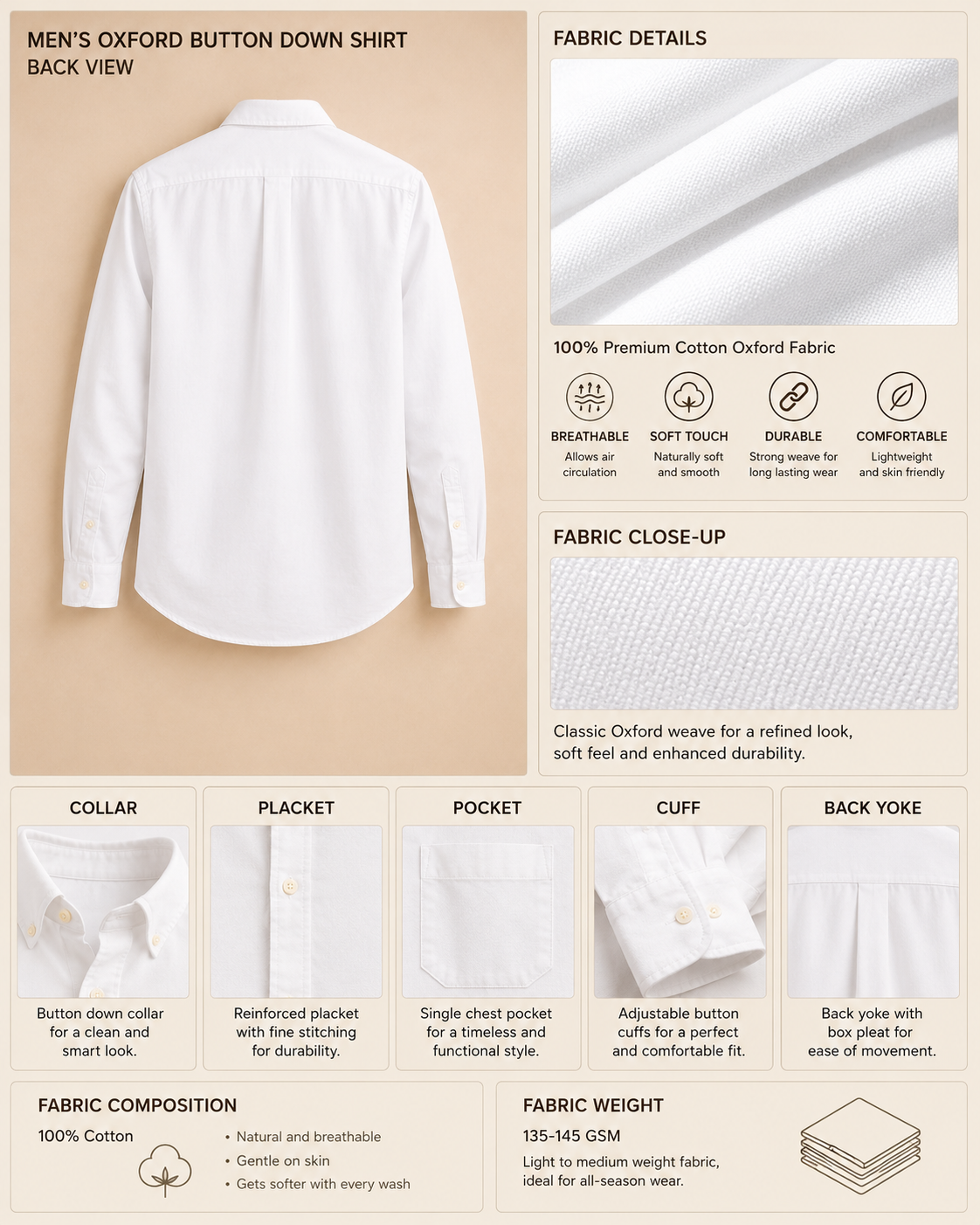 Pure White Oxford Cotton Shirt