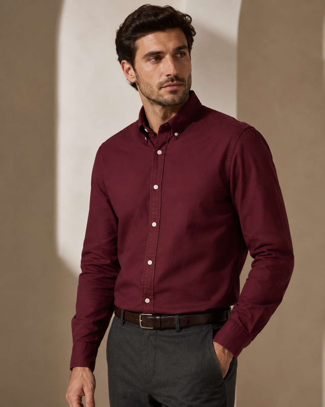 Premium Wine Cotton Shirt
