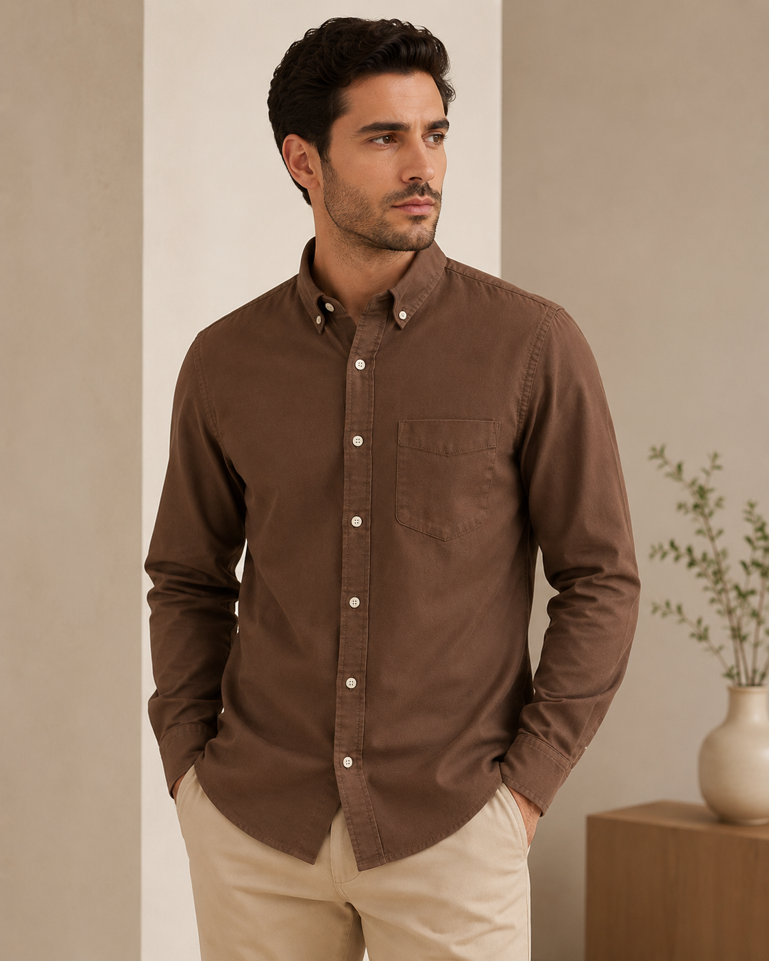 Coffee Brown Cotton Shirt