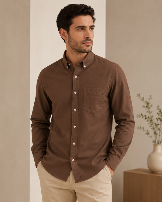 Coffee Brown Cotton Shirt