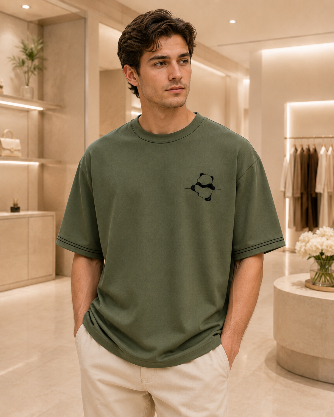 Olive Panda Graphic T-Shirt