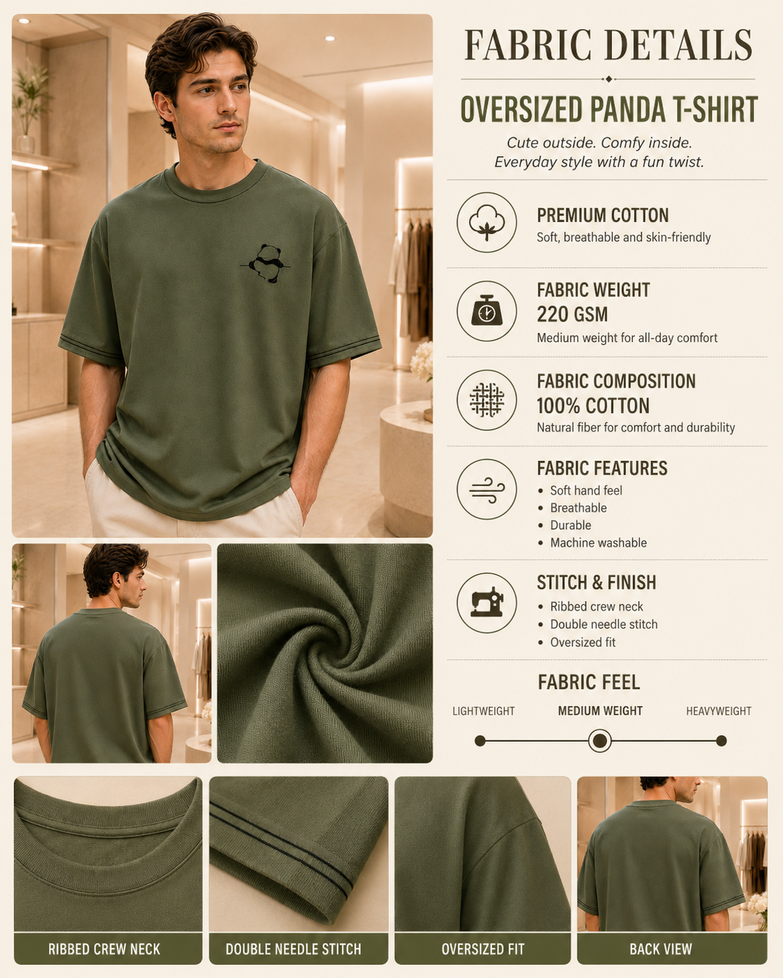 Olive Panda Graphic T-Shirt