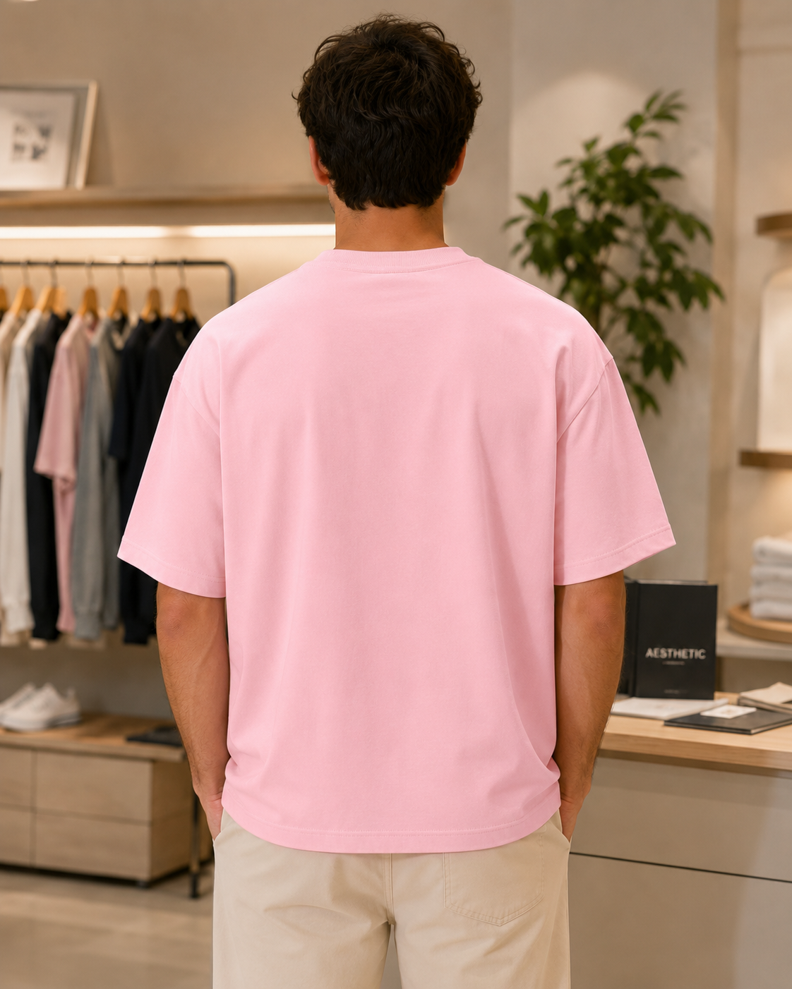 Baby Pink Panda Drop Shoulder T-Shirt