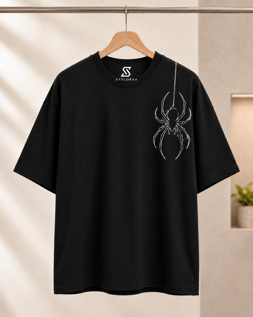 Styloraa Matte Black Spider T Shirt